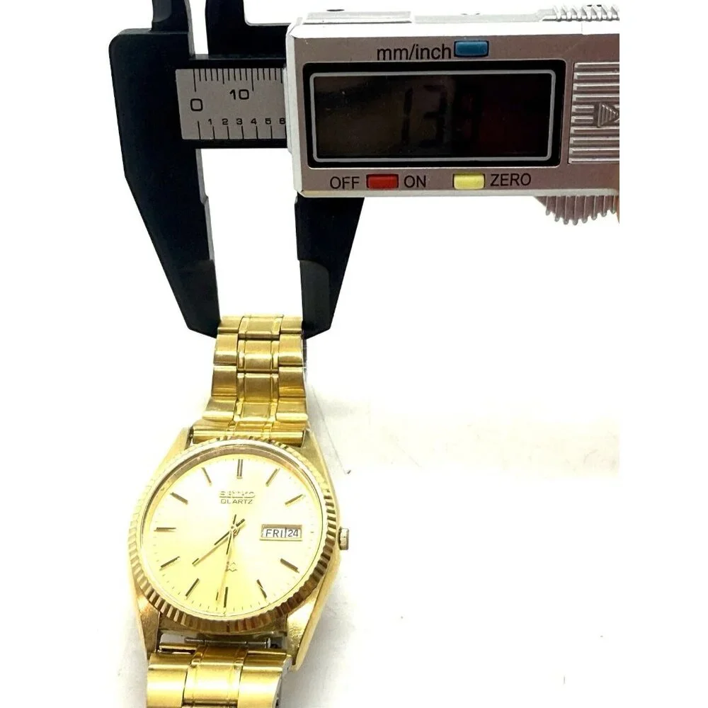 Seiko SQ Presidential Watch Men's Gold Tone Face Bracelet Day Date 5H23-8020 - Picture 7 of 9